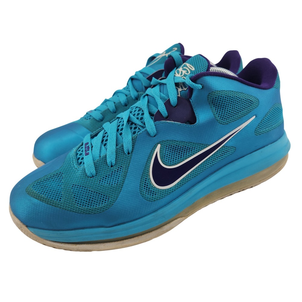 Nike LeBron 9 Low Mens 11 Blue Summit Lake Hornets Basketball Shoes 510811-400